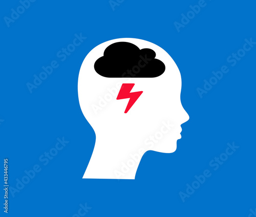 human silhouette with mental problem or stress or head pain