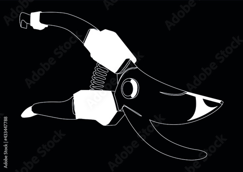 hand pruners white on black background