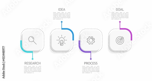 Infographic design with icons and 4 options or steps. Thin line vector. Infographics business concept. Can be used for info graphics, flow charts, presentations, web sites, banners, printed materials.
