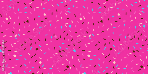 Sprinkle vector seamless pattern. Doughnut and ice cream dessert cute background.