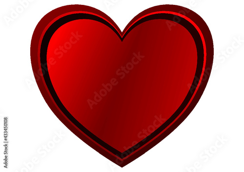 the shape of red heart vector illustration with light effect