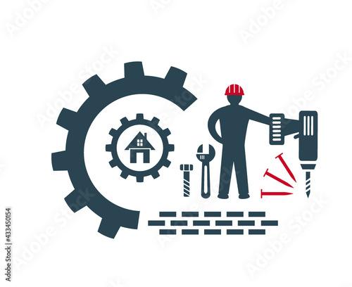 Vector illustration, logo, icon, for industrial, construction and repair work.