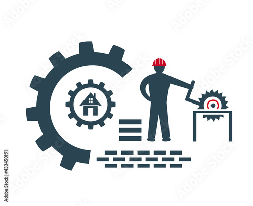 Vector illustration, logo, icon, for industrial, construction and repair work.