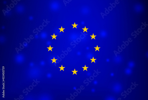 Europaflagge auf unscharfem hintergrund