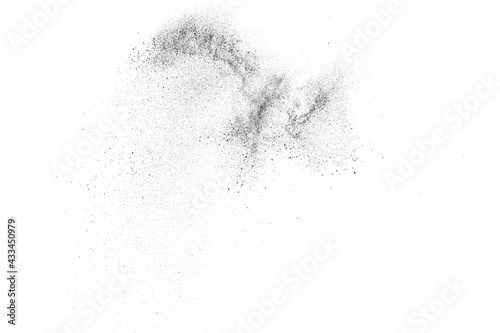 Distressed black texture. Dark grainy texture on white background. Dust overlay textured. Grain noise particles. Rusted white effect. Grunge design elements. Vector illustration, EPS 10.