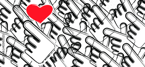 Korea v finger wave with love heart icon. Drawing Korean hand icons Hallyu k pop or kpop pictogram.
