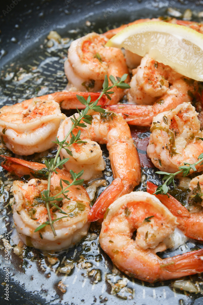 Grilled lemon butter herb shrimps