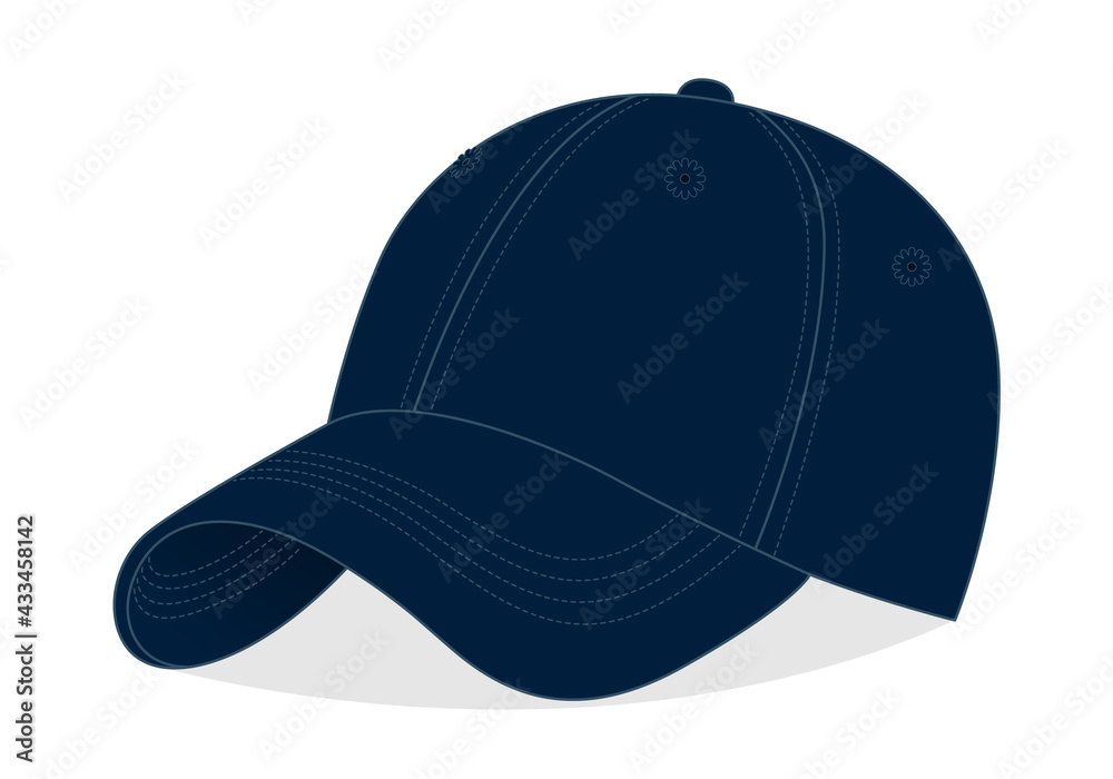 Navy blue baseball cap template on white background, vector file Stock ...