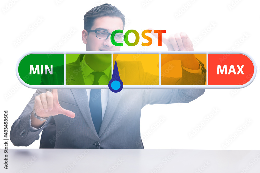Businessman in cost management concept Businessman in cost management concept