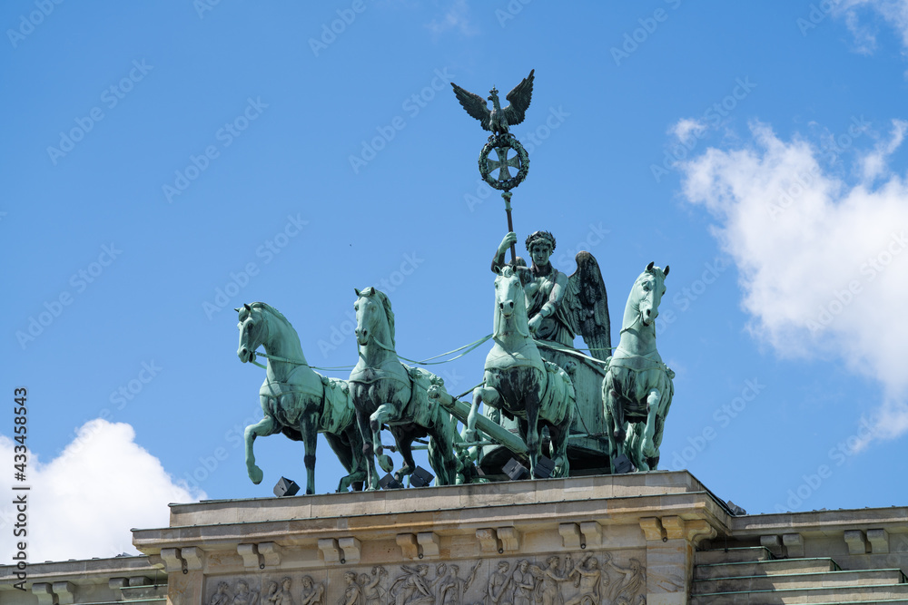 Quadriga statue on the Brandenburg Gate (Brandenburger Tor), Berlin