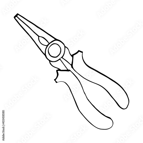 Combination pliers - An hand drawn vector illustration, one isolated object.
