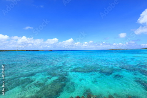青い空とエメラルドグリーンの海