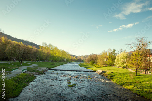 Panorama of Vistula river in Ustron town, Poland photo