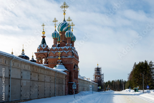 Church of Spiridon, Bishop of Trimifuntsky, in the Nikolo-Solbinsky convent of the Pereslavsky district of the Yaroslavl region on a sunny winter day. photo