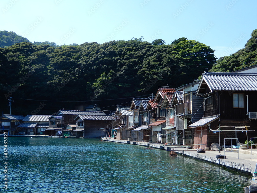 海の京都伊根の舟屋　view of the funeya, fishing village of ine, kyoto, japan