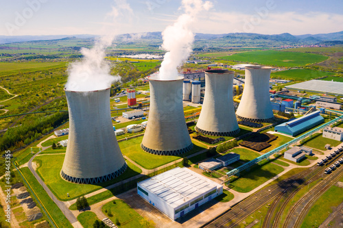 Coal power plant Tusimice in Northern Bohemia, Czech Republic. Aerial view to big source of emissions in European Union. photo