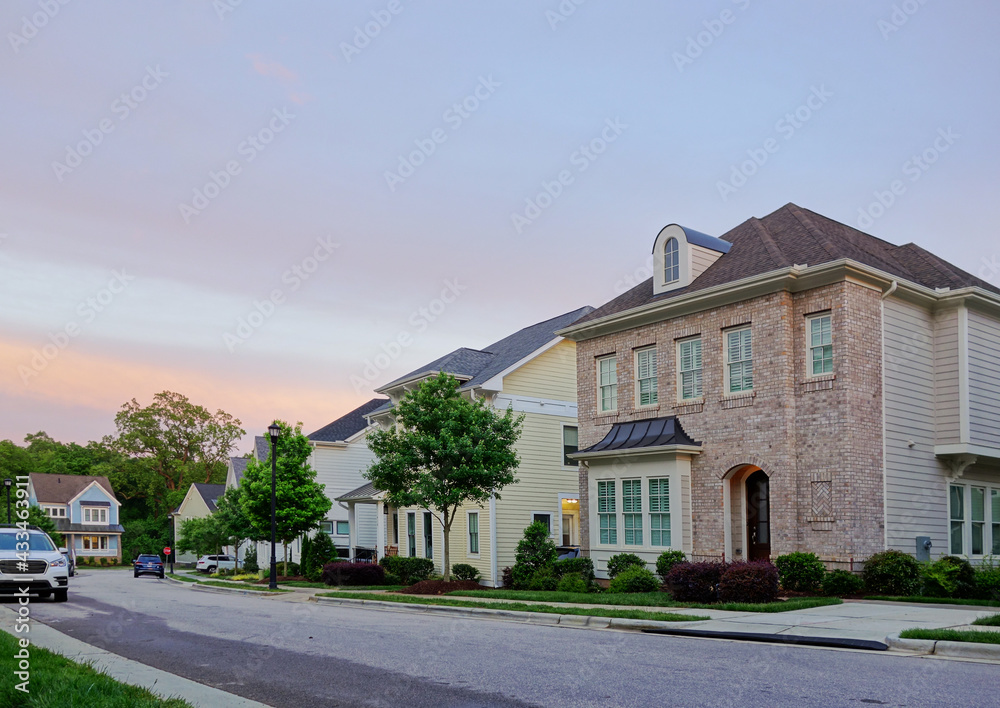 New houses on a quiet street in Raleigh North Carolina New houses on a quiet street in Raleigh North Carolina