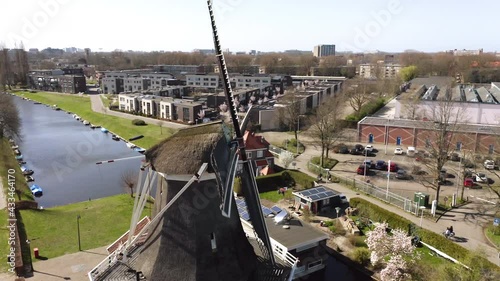 Zwolle, Netherlands cityscape, Passiebloem windmill aerial view photo