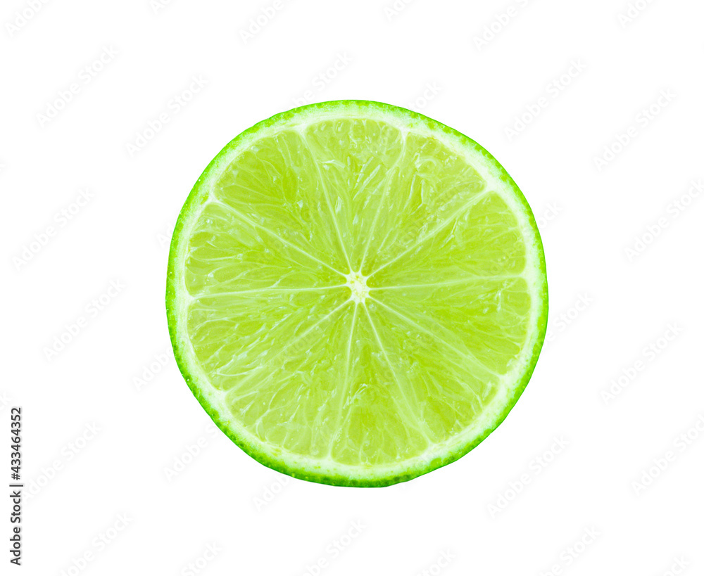 Round slice of lime isolated on white background Round slice of lime isolated on white background