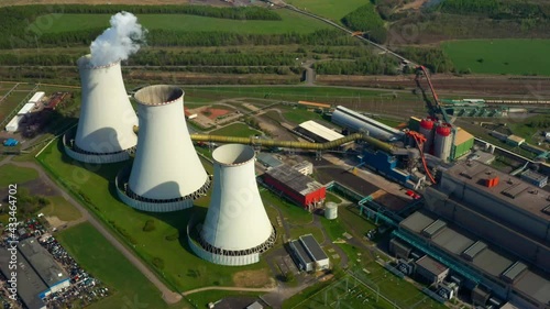 Coal power plant Prunerov in Northern Bohemia, Czech Republic. Aerial view to big source of emissions in European Union. photo