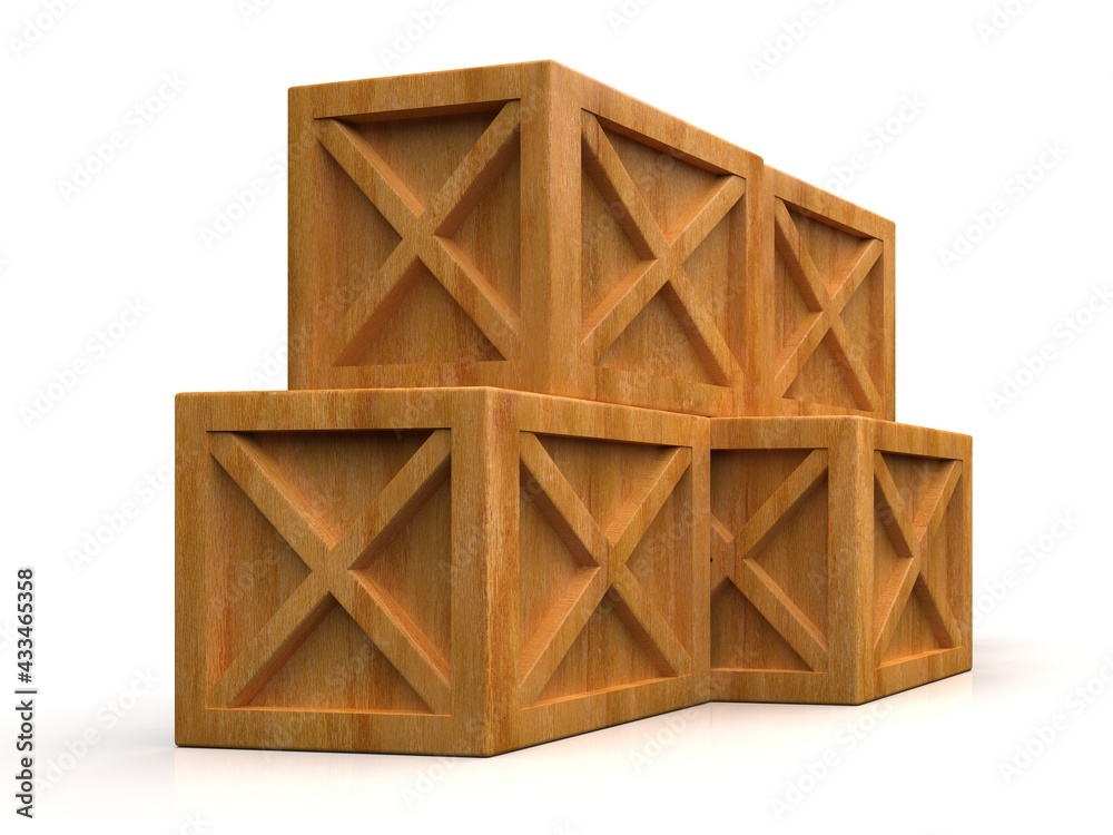 Pile of Stacked Sealed Goods Wooden Boxes Pile of Stacked Sealed Goods Wooden Boxes