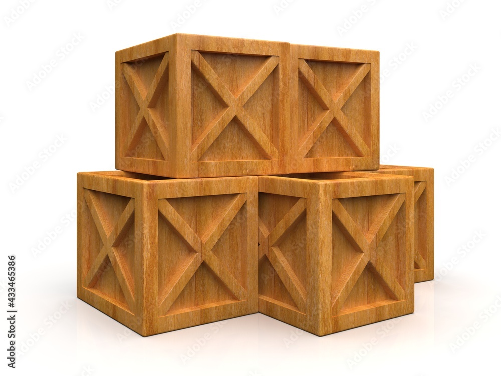 Pile of Stacked Sealed Goods Wooden Boxes Pile of Stacked Sealed Goods Wooden Boxes