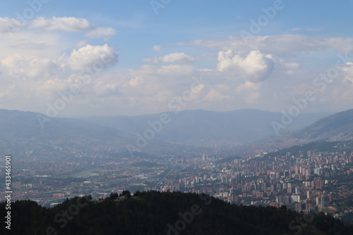Bild auf Leinwand Panorama view to Medellin in Colombia South America, view from the Pablo Escobar