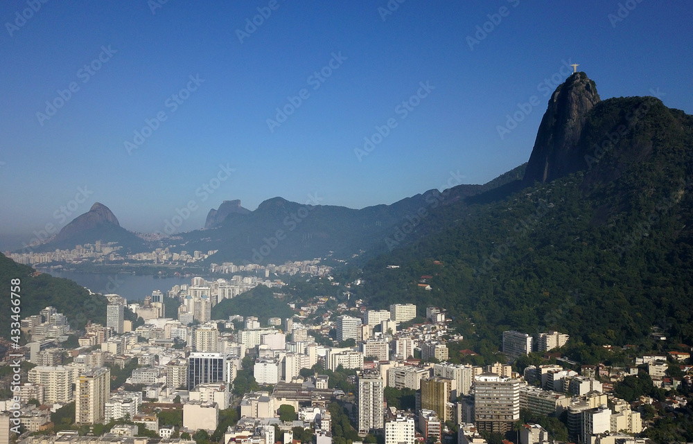 Aerial view of the Botafogo neighborhood in the south of the city of Rio de Janeiro.