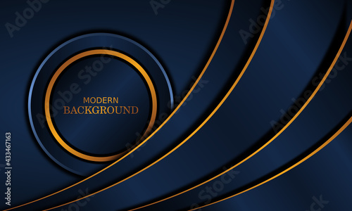 dark blue luxury premium background and gold line