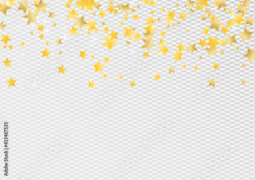 Yellow Light Stars Vector Transparent Background.