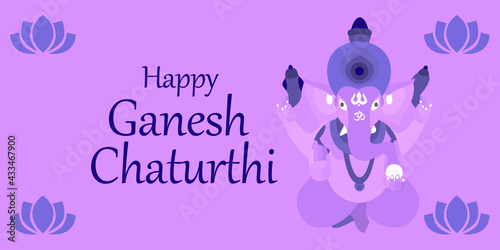 Flyer for the Ganesha holiday. Happy Ganesh Chaturthi. Indian festival. God of wisdom and prosperity with the head of an elephant.