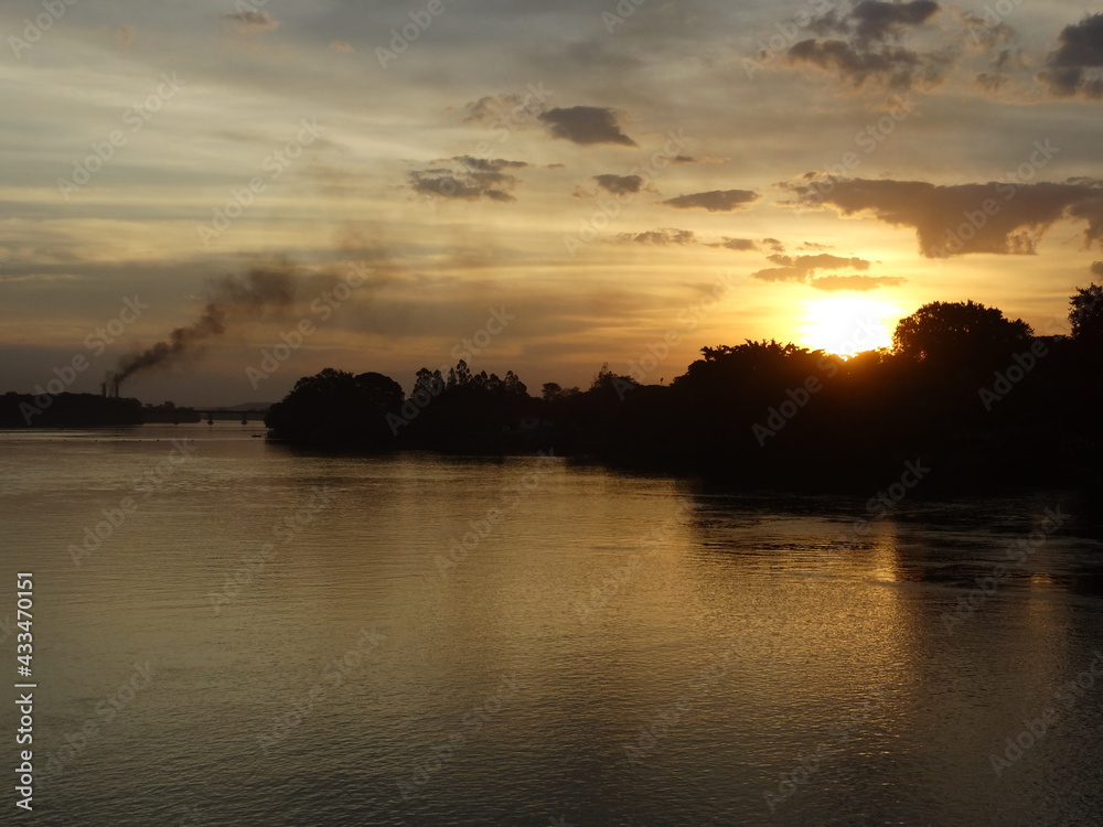 sunset over the river