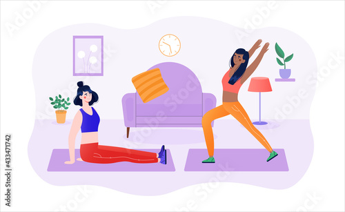 Practicing yoga and enjoying meditation
