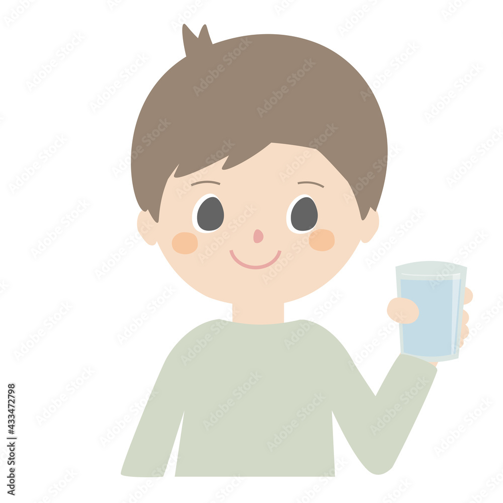 Boy with a glass of water