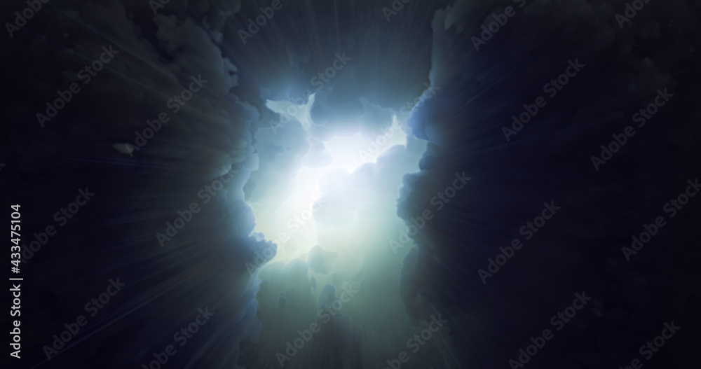 Sun rays in space, dramatic Armageddon cool blue clouds. Epic Sci-Fi Outer Space Cinematic Scene, Dark Stormy Cloud Scape. Sun rays in space, dramatic Armageddon cool blue clouds. Epic Sci-Fi Outer Space Cinematic Scene, Dark Stormy Cloud Scape.