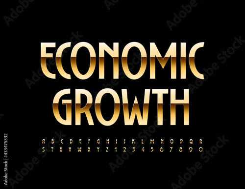 Vector elite sign Economic Growth with Elegant chic Font. Gold Alphabet Letters and Numbers set