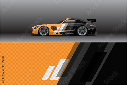 Car wrap decal designs. Abstract racing and sport background for racing livery or daily use car vinyl sticker. Decal vector eps ready print.