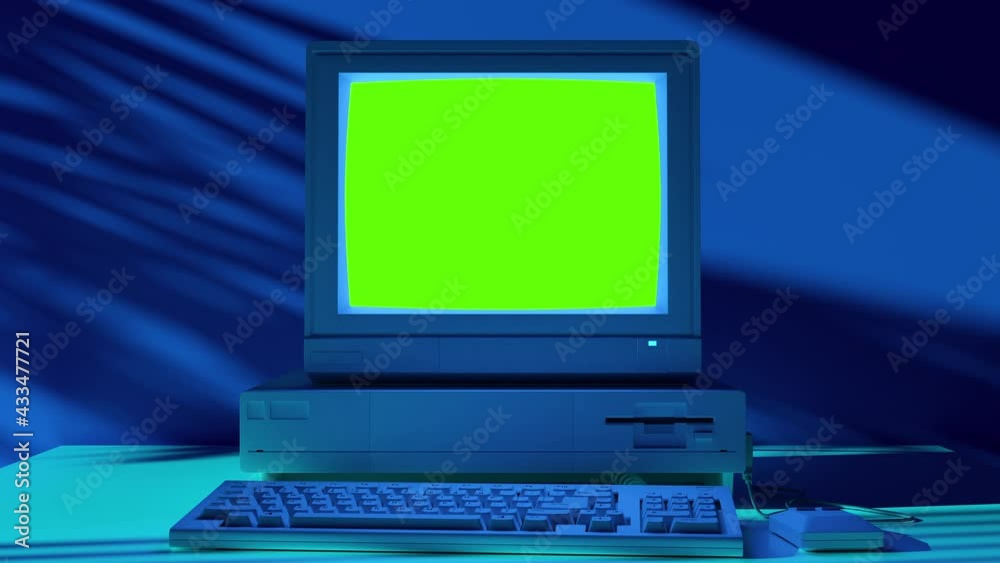 80s Style Old School Computer with Green Screen Technology. Retro Pc Computing Machine Element Indoors Home with Alpha Channel. Mockup Graphics Obsolete Hardware Tech in 1990s. Workspace Video Shot 4k 80s Style Old School Computer with Green Screen Technology. Retro Pc Computing Machine Element Indoors Home with Alpha Channel. Mockup Graphics Obsolete Hardware Tech in 1990s. Workspace Video Shot 4k