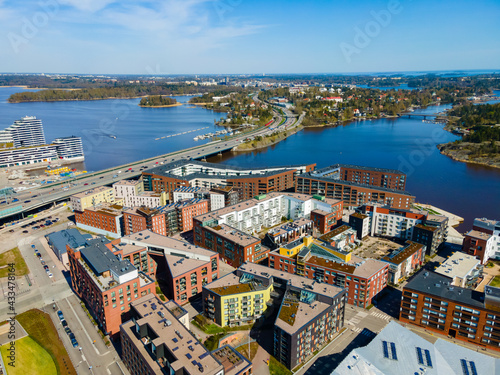 Aerial view of Helsinki city. Sky and colorful buildings  © Subodh