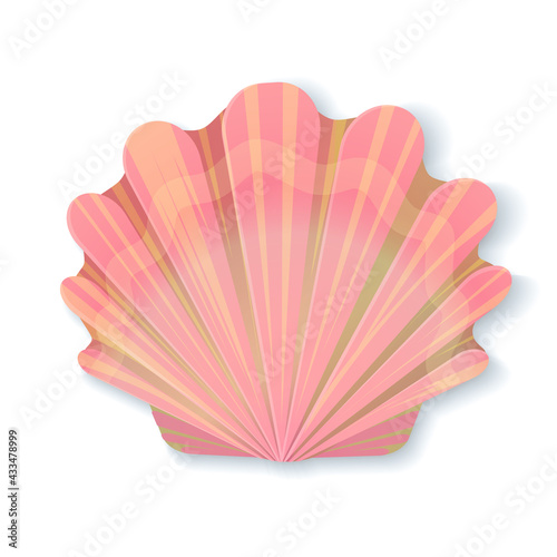 Pink seashell icon. Isolated on white background