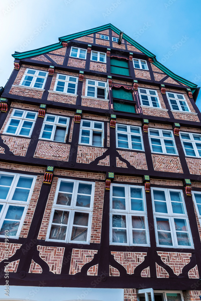 Facade of an old medieval house in Stade, Germany