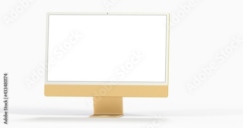 Realistic flat screen computer monitor 3de style mockup with blank screen isolated 3d