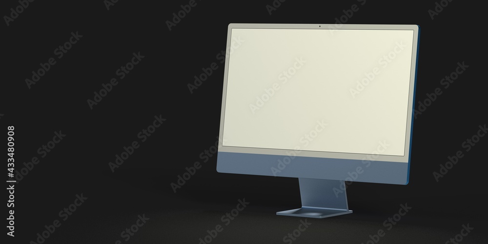 Realistic 3D Computer, with a white screen, isolated on a white background Realistic 3D Computer, with a white screen, isolated on a white background