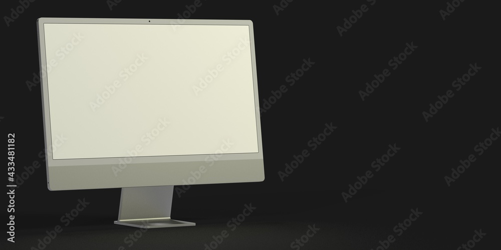 Computer display mock up with blank white screen. Stylish desktop computer mockup. 3d Computer display mock up with blank white screen. Stylish desktop computer mockup. 3d