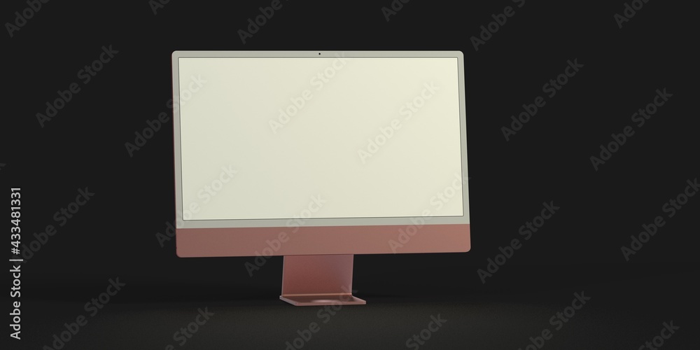 Computer display mock up with blank white screen. Stylish desktop computer 3d mockup. Computer display mock up with blank white screen. Stylish desktop computer 3d mockup.