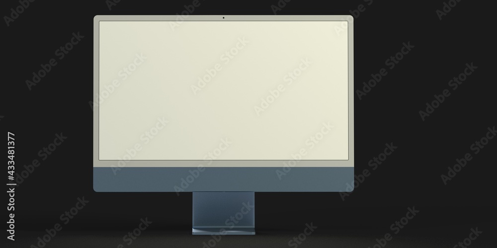 Realistic 3D Computer, with a white screen, isolated on a white background Realistic 3D Computer, with a white screen, isolated on a white background