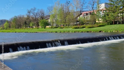 RZEKA WISŁA W BESKIDZIE ŚLĄSKIM. USTROŃ, POLSKA. photo