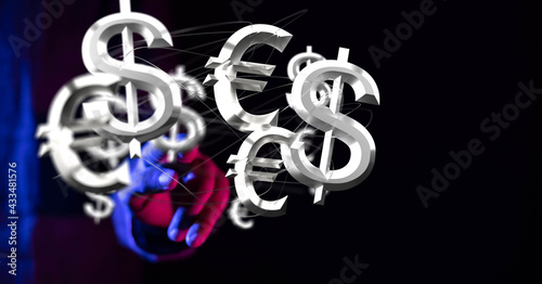 dollar and euro icon in hand 3d