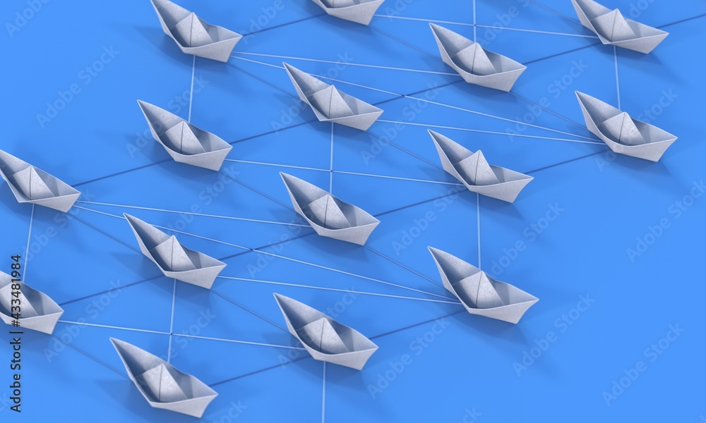 Management concept with origami boats. Management concept with origami boats.