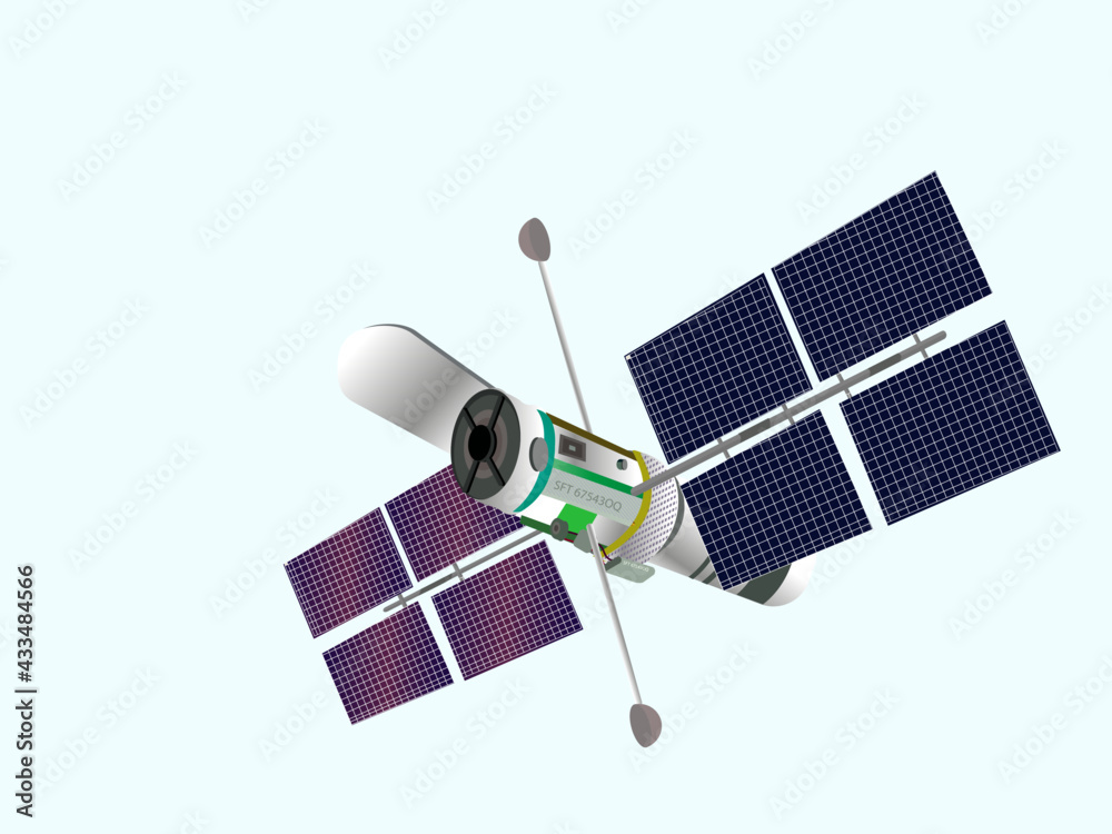 Vetor de physics. space telescope. fiber optic cable. interaction of